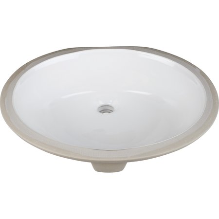 HARDWARE RESOURCES 17-3/8"x14-1/4" White Oval Undermount Porcelain Bathroom Sink With Overflow H8810WH